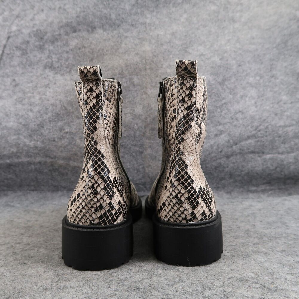 Linea Paolo Shoes Womens 5.5 Boots Fashion Combat Snake Trinity Leather Lug Sole - Picture 4 of 15